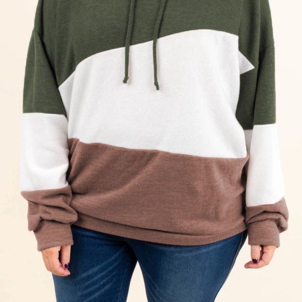 Green Lucky Break Color Block Plus Size Hoodie - image 4